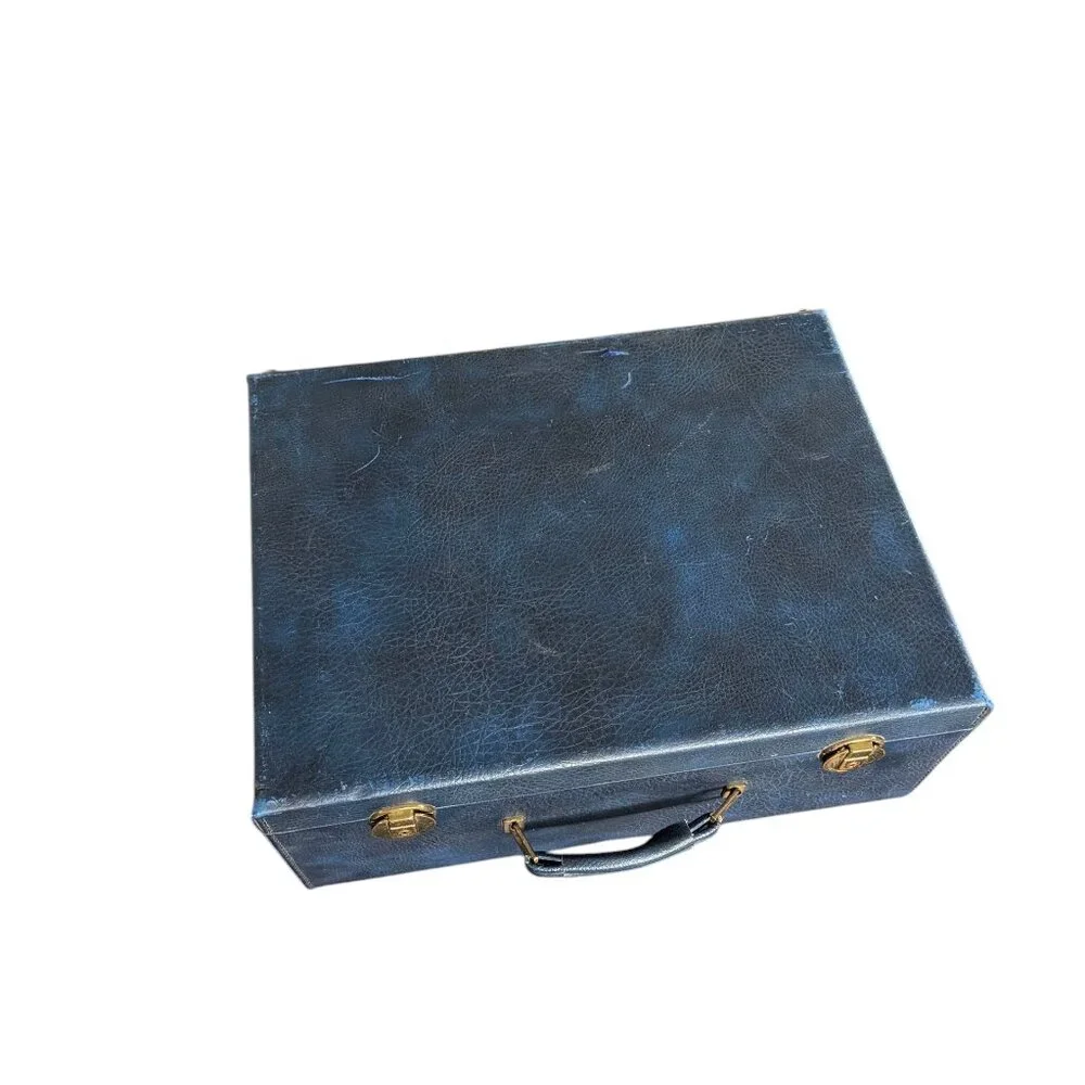 Vintage Blue Faux Leather Briefcase